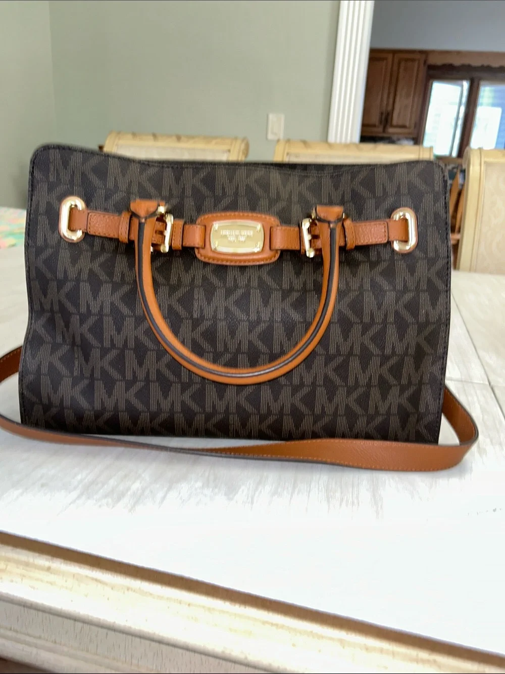 Michael Kors Hamilton large signature logo tote satchel brown NWOT